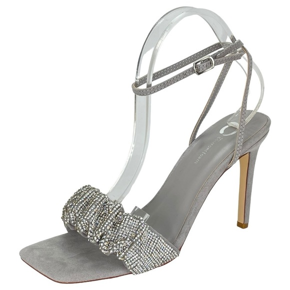 Journee Collection Arlette Grey Microfiber Rhinestone Womens Heels Size 9.5M - Picture 13 of 13